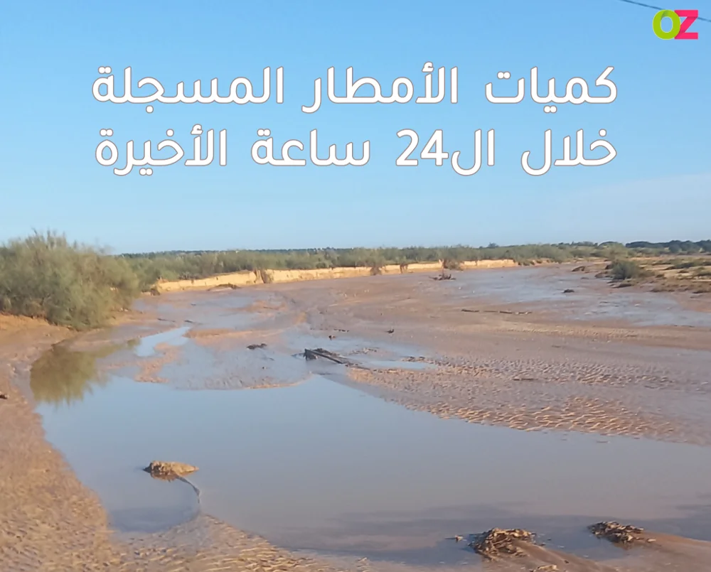 كميات الأمطار المسجلة خلال ال24 ساعة الأخيرة